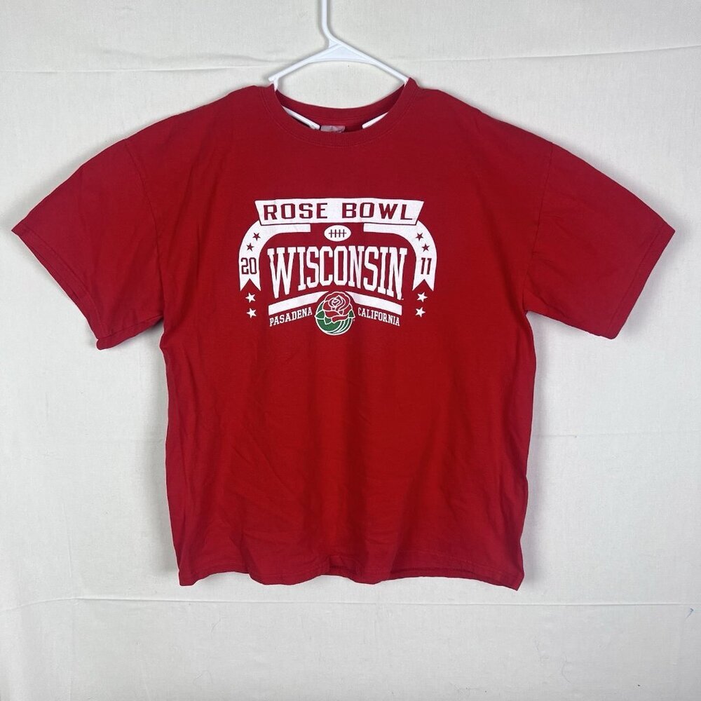Rose Bowl 2011 Wisconsin Badgers NCAA Gildan‎ Red Shirt Size XL